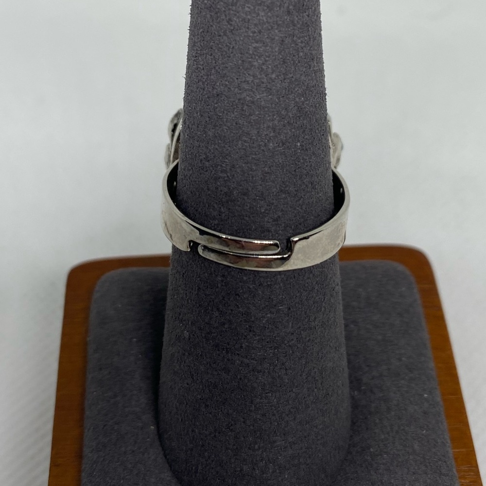 Vintage Sparkly Blue & Clear Stone Silver Band Statement Costume Cocktail Ring - Picture 4 of 9